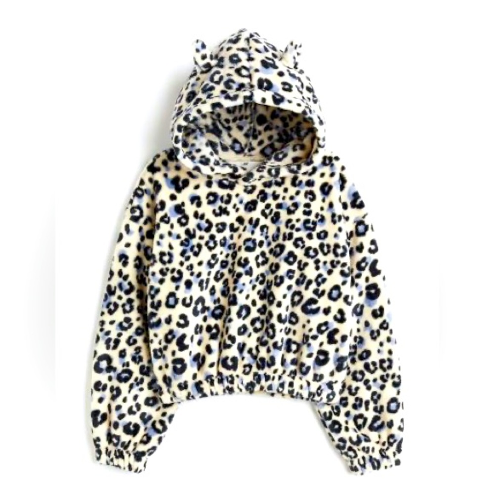 H&M leopard hoodie fleece youth 12-14, no tag, worn a few times and washed